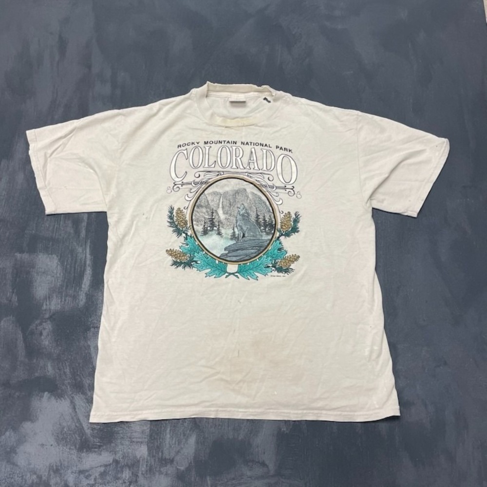 Vintage Colorado national park shirt mens XL White‎ 1990s wolf